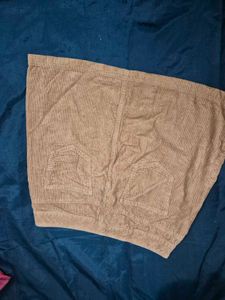 Tan Corduroy Button-Up Skirt/Y2K