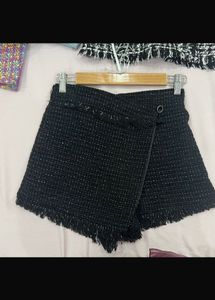 Black Tweed Skorts