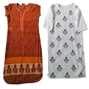 White Kurti + FREE BIBA Kurt