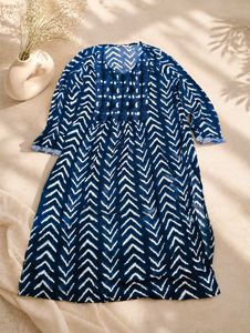 ⭐Make a offer Indigo Print V-Neck Straight Kurta