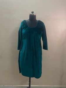 Teal Velvet Kurta
