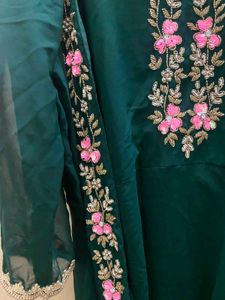 Embroidered a line Kurta cum saree Set