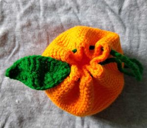 Cute Orange Crochet Pouch