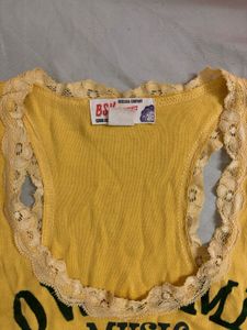 yellow boho y2k tank top with lace