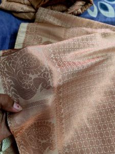 Elegant Peach Kanjeevaram Silk fancy Saree