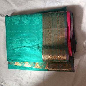 Beautiful South Indian Silk Saree with Gold Border
