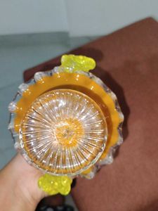 Vintage Amber Glass Basket