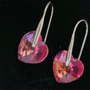 Sparkling Heart Crystal Earrings 925 silver