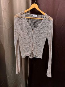 Sheer Crochet Long Sleeve Top