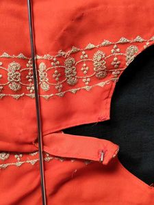 Orange Embroidered Kurta