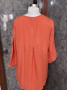 Orange Embroidered Kurta