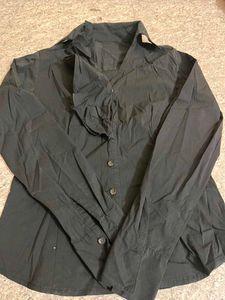 Elegant Black Ruffle Front Blouse