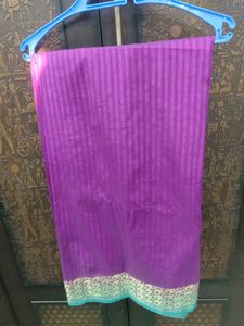 Vibrant Purple Saree with Border