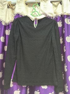 Vintage Black Textured Collared Top