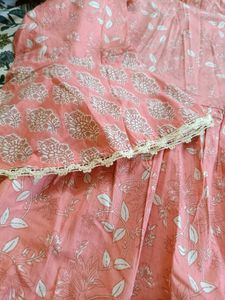 Beautiful Pink Floral Coord Set with Lace border