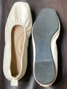 Cream Ballet Flats - Square Toe