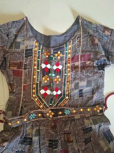 Stylish Grey Printed Kurta with Red Pants