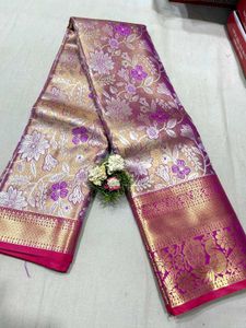 Exquisite Floral Kanjeevaram 3d shine Silk Saree