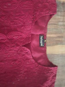 Elegant Maroon Sequined Kurta