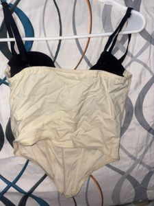 Cream Corset Top with Black Accents