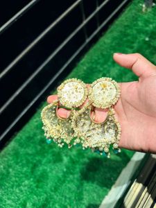 Stunning Green Jhumka Earrings
