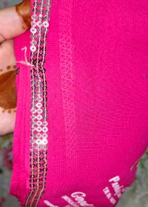 Unused new Embroidered Fuchsia Saree