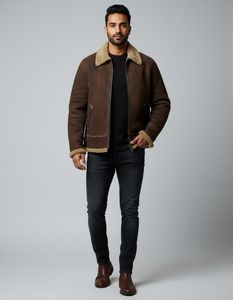 Vintage Look Suede & Sherpa Jacket