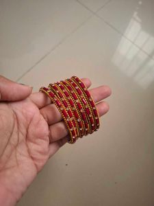 Elegant Red &amp; Gold Bangle Set