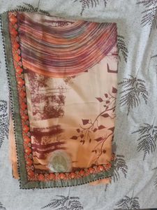Peach Abstract Print Saree
