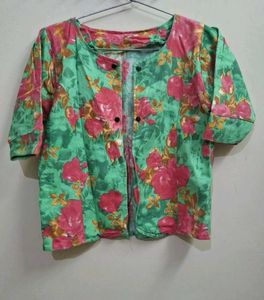 Floral Print Button-Down Top (Quantity 2)