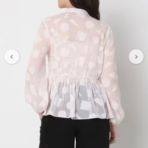 Sheer Geometric Print Peplum Top