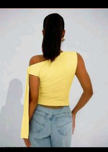 Yellow One Shoulder Tie Top