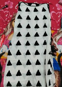 White Kurta with Black Triangle Print