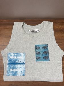 Gray Graphic Print Tank Top
