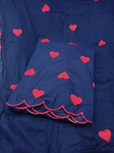 Navy Blue Kurta with Red Heart Print