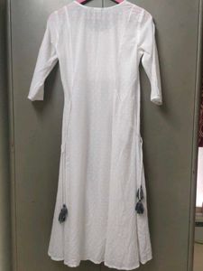White Swiss Dot A-Line Kurta