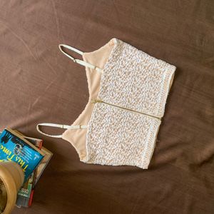 Lace embroidered beige top from Westside