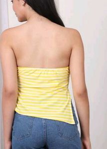 Yellow Striped Bandeau Top