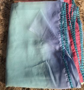 Ombre Silk Saree with Blue Border