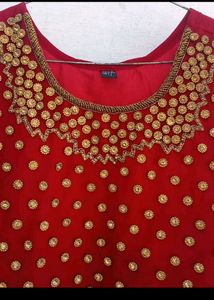 bust 42 Stunning Red Embellished Ethnic Gown