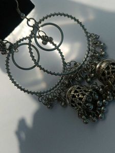Silver Jhumka Hoop Earrings