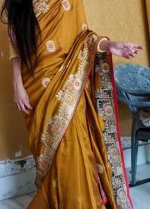 Elegant Mustard Yellow Silk Saree