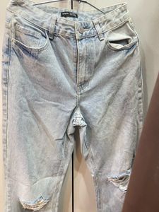 Light Wash Ripped Wide Leg Jeans