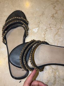 Stylish Black Chain Sandals