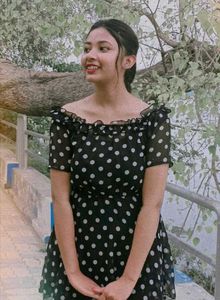 Chic Black Polka Dot Off-Shoulder Dress