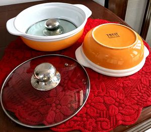 White Ceramic Casserole Dish with Glass L