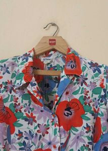 Floral Print Short Sleeve Button-Up Shirt