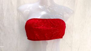 Sparkly Red Bandeau Blouse