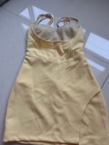 Sparkling Sequin Bustier Yellow Dress