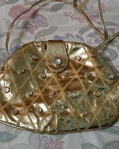 Gold Embellished Vintage Crossbody Bag